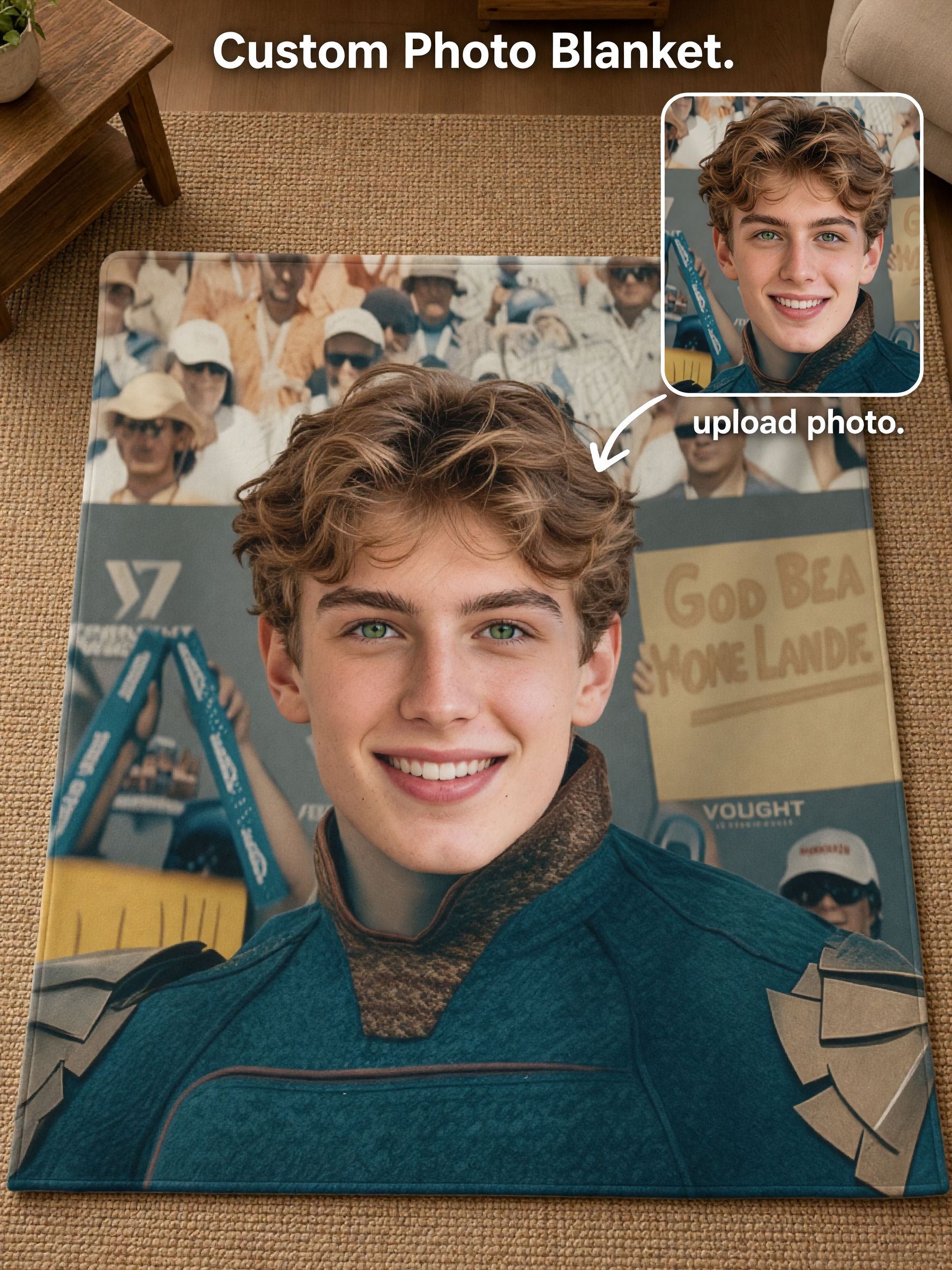 Custom Photo Face Portrait Flannel Blanket, Personalized Soft Plush Throw for Sofa Bed, Ideal Meaningful Keepsake Gift