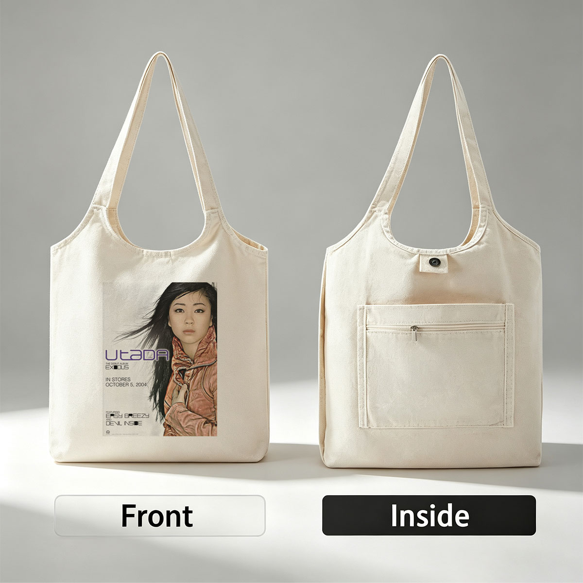 Utada Hikaru on Album Cover for Exodus Debut Release in 2004 - Canvas shoulder bags/