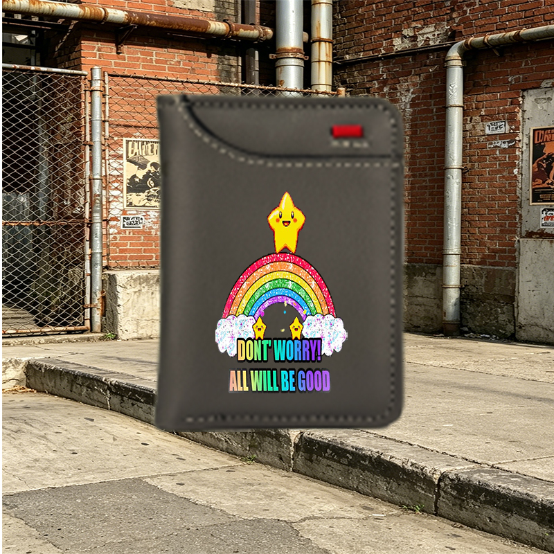Unisex Vertical Wallet with Rainbow Star Print 