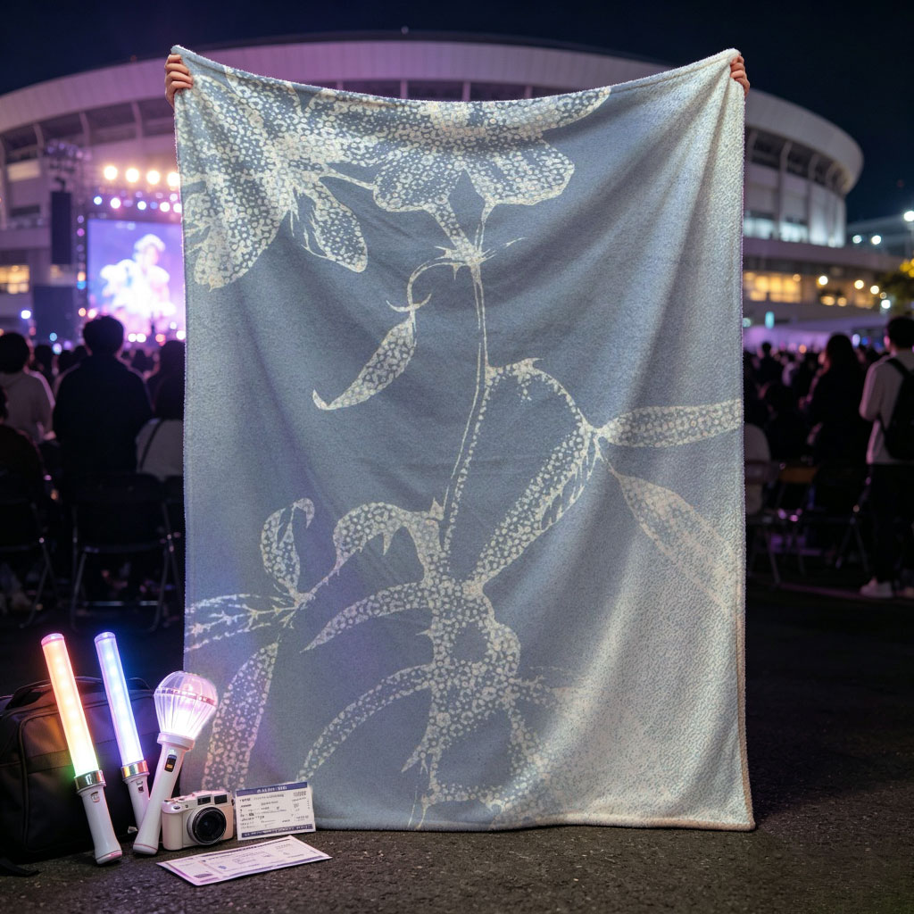 Taylor Swift in a Dreamy Floral Scene with Ethereal Blue and White Botanical Patterns - Blankets