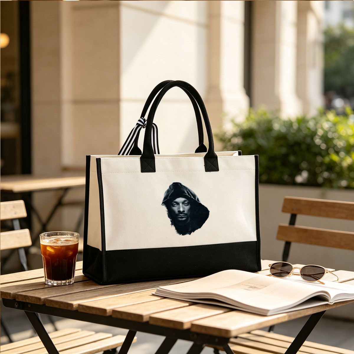 Mysterious Figure in Hooded Cloak - Canvas patchwork gift tote bag