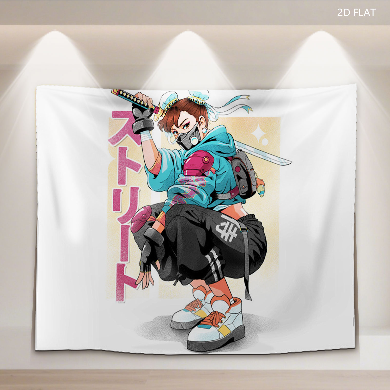 Street Fighter Character with Sword and Mask - Tapestry