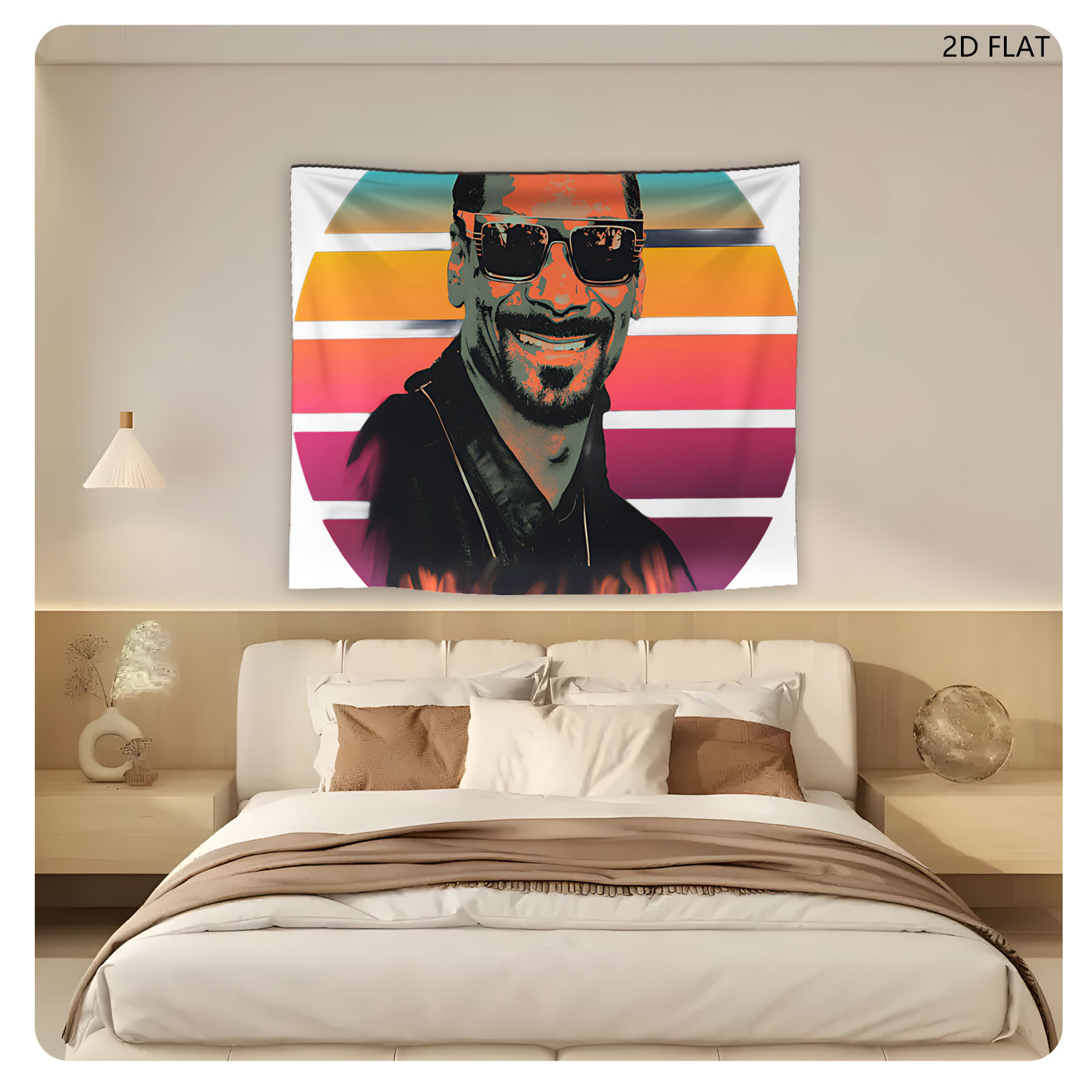 Snoop Dogg in Retro Sunset Portrait - Tapestry