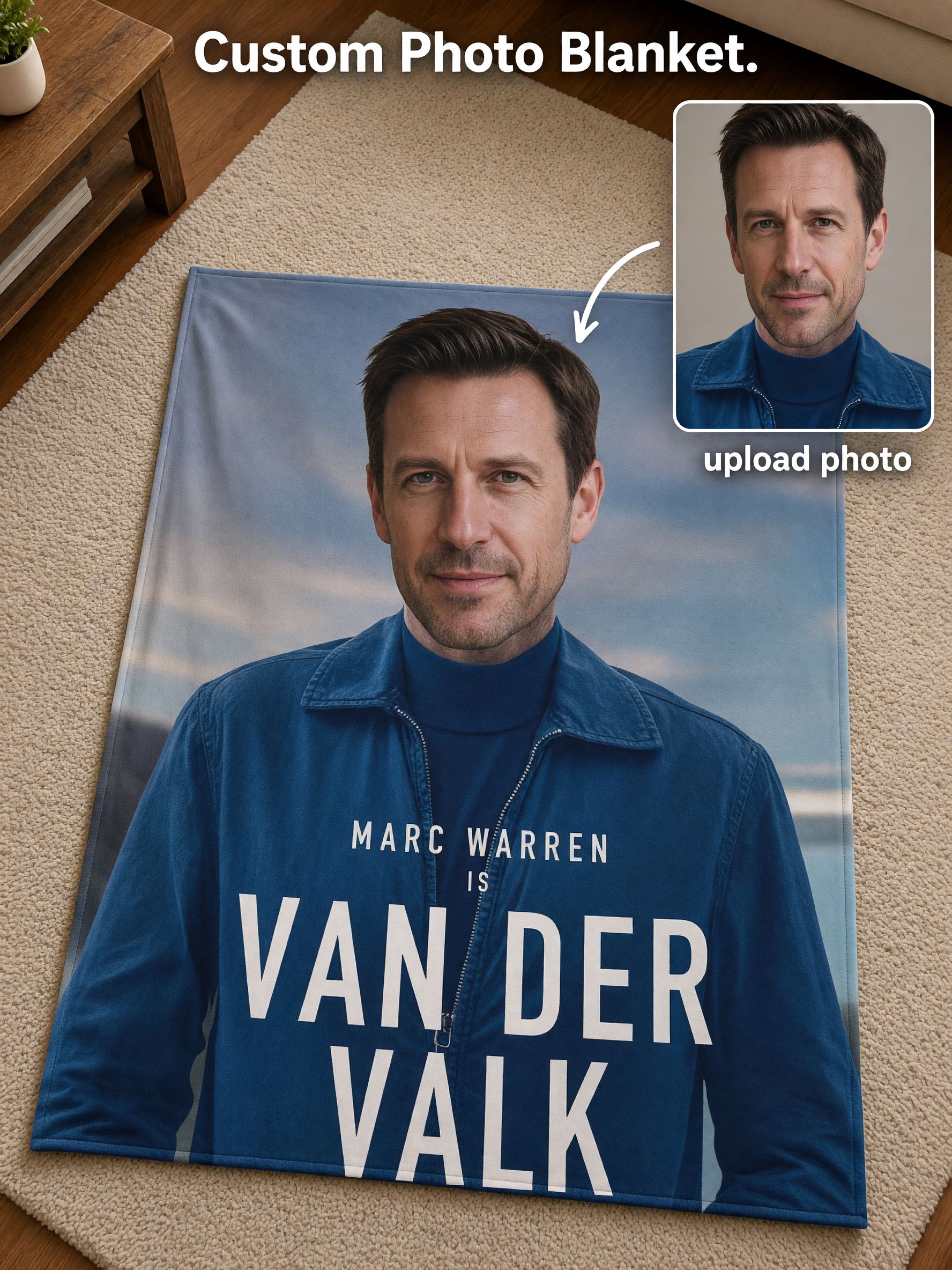 Custom Face Photo Blanket Ultra Soft Flannel Fleece Throw Cover Personalized Gift for Bed Couch Travel