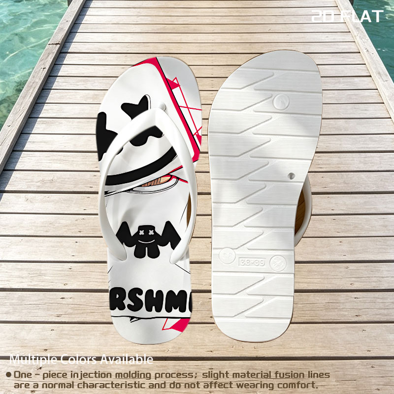 Marshmello DJ Music Artist with Iconic Helmet and Red Triangles -  flip-flops