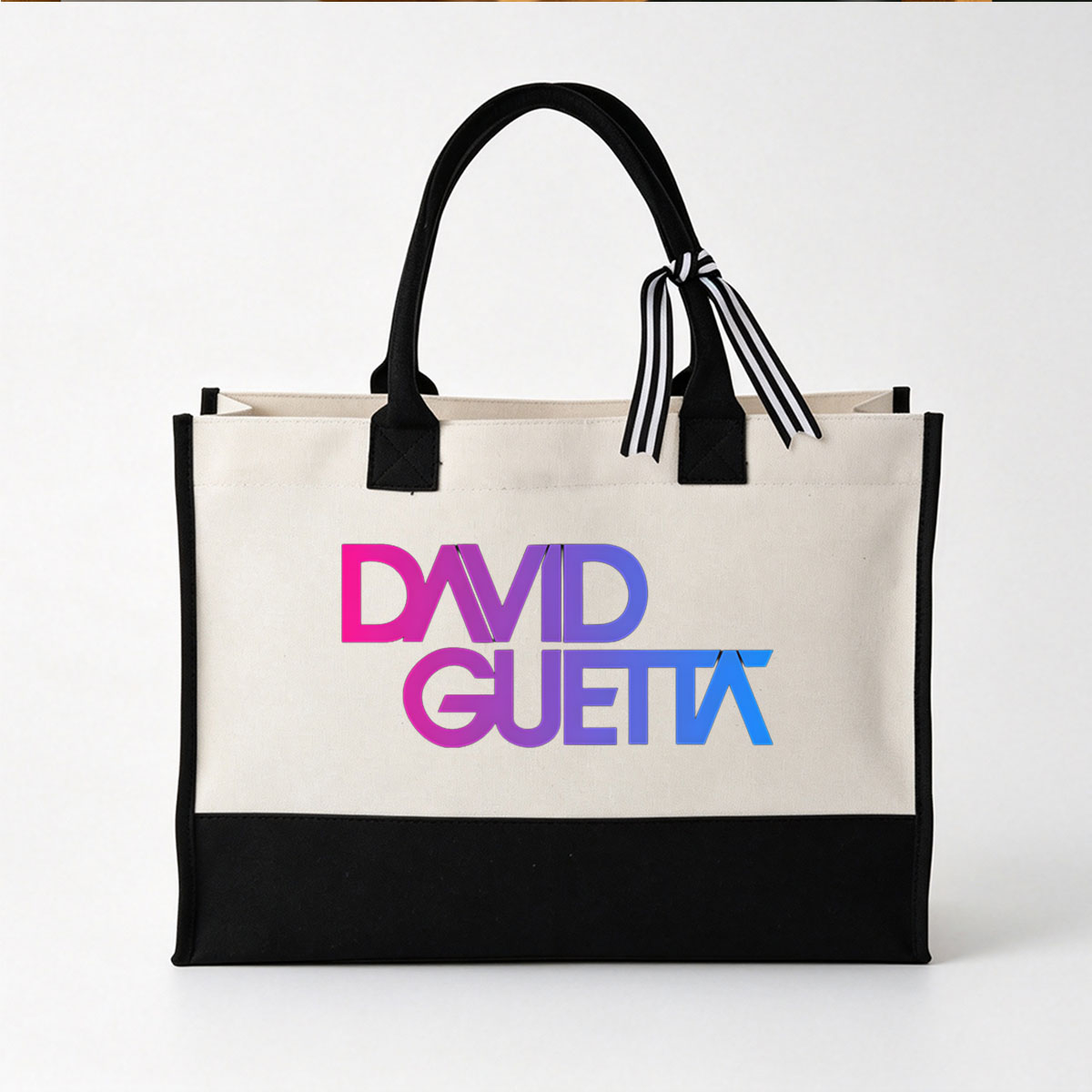 David Guetta Logo Design - Canvas patchwork gift tote bag