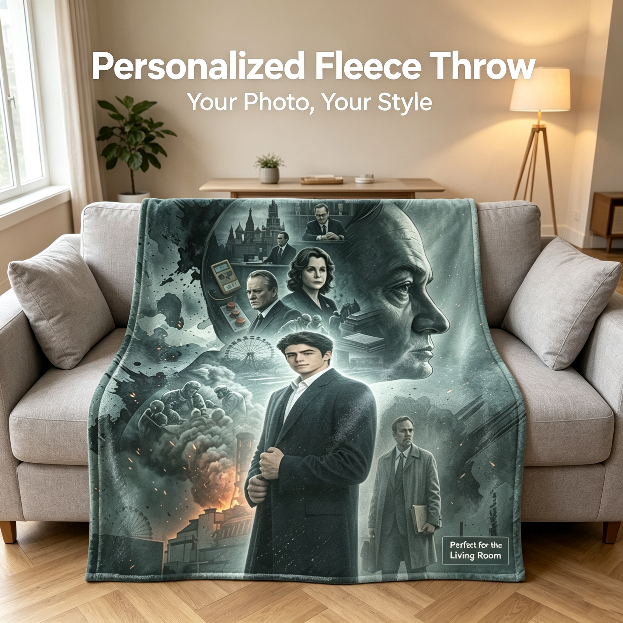 Custom Face Blanket Featuring Iconic Characters from a Dramatic Historical Thriller Series Flannel Blanket Perfect for Cozy Nights at Home or as a Unique Gift for Fans of Classic Cinema and Mystery Storytelling