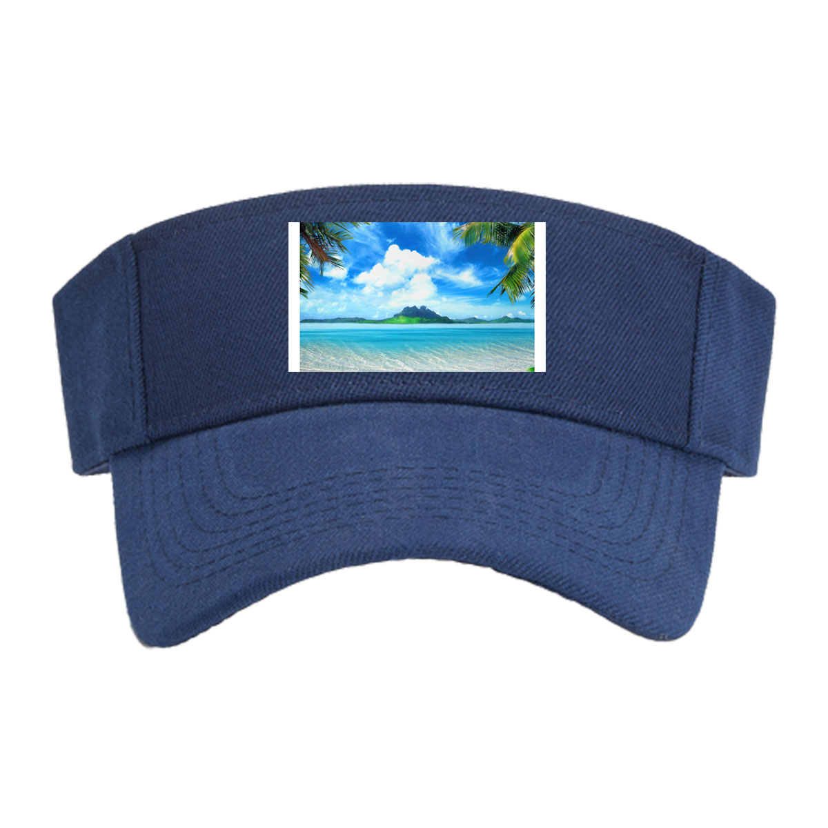 Tropical Beach with Crystal Clear Water and Lush Greenery -  Visor cap
