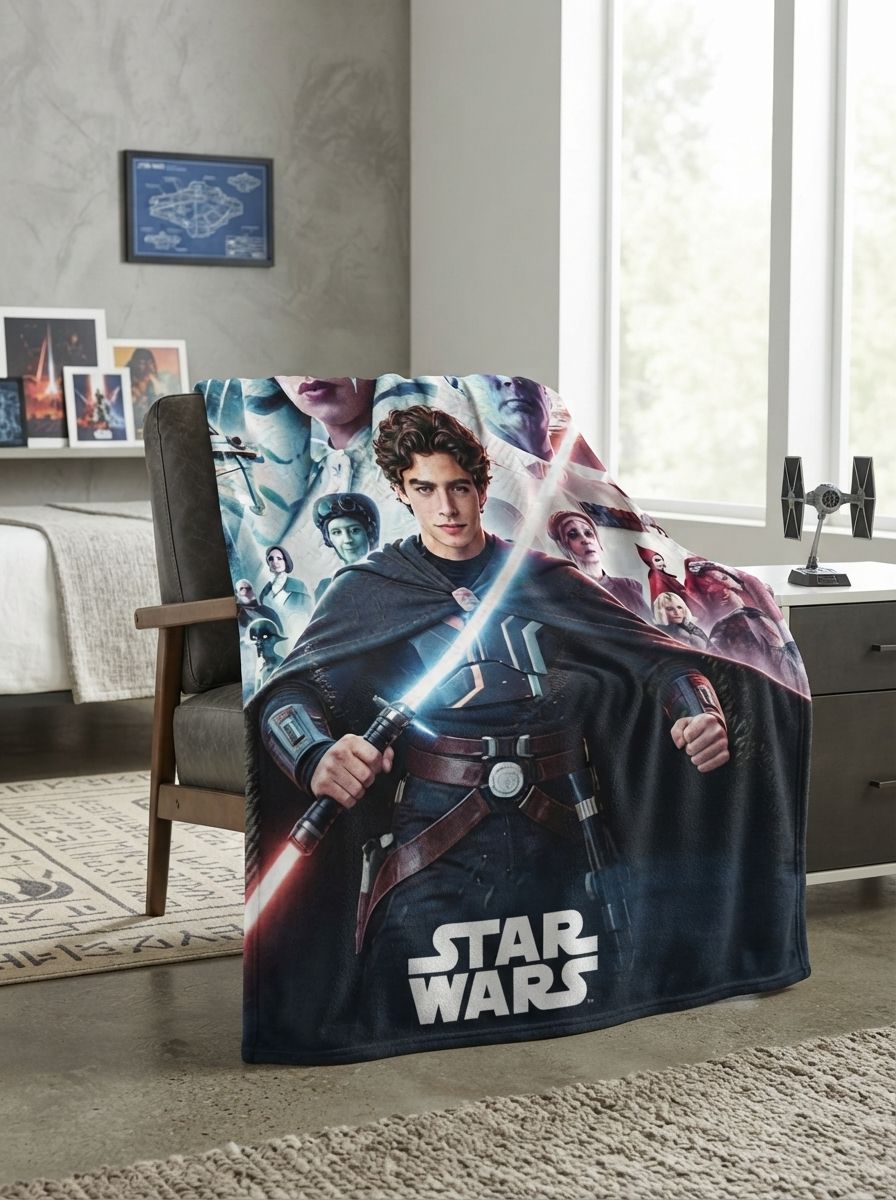 Custom Photo Face Flannel Blanket Personalized Sci-Fi Character Portrait Soft Fleece Throw Ideal Personalized Gift