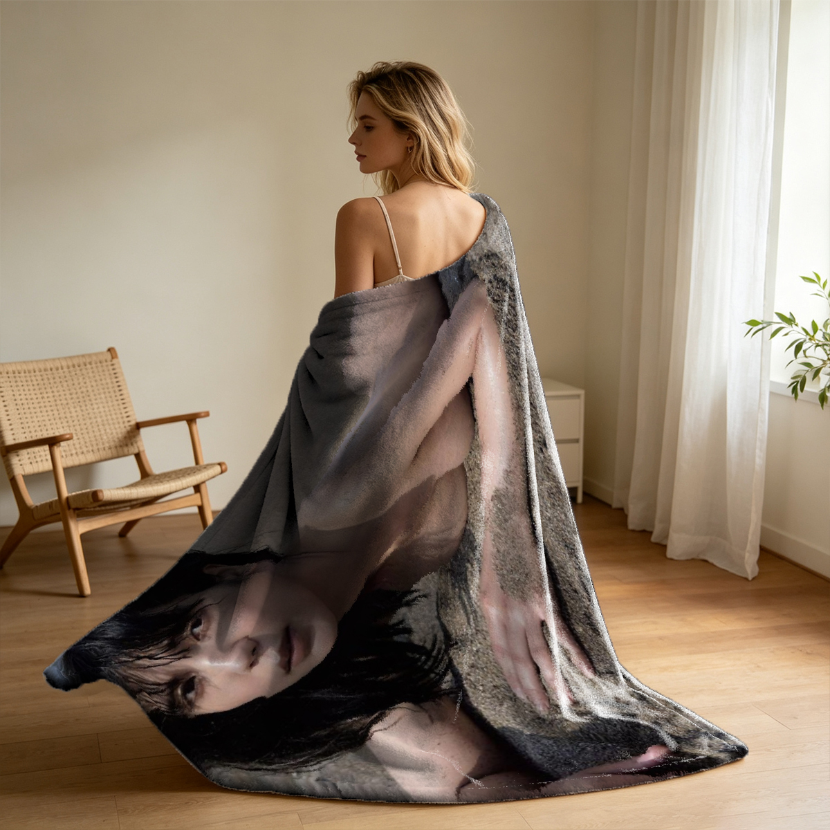 Silver Swimsuit Beachside Pose - Blanket