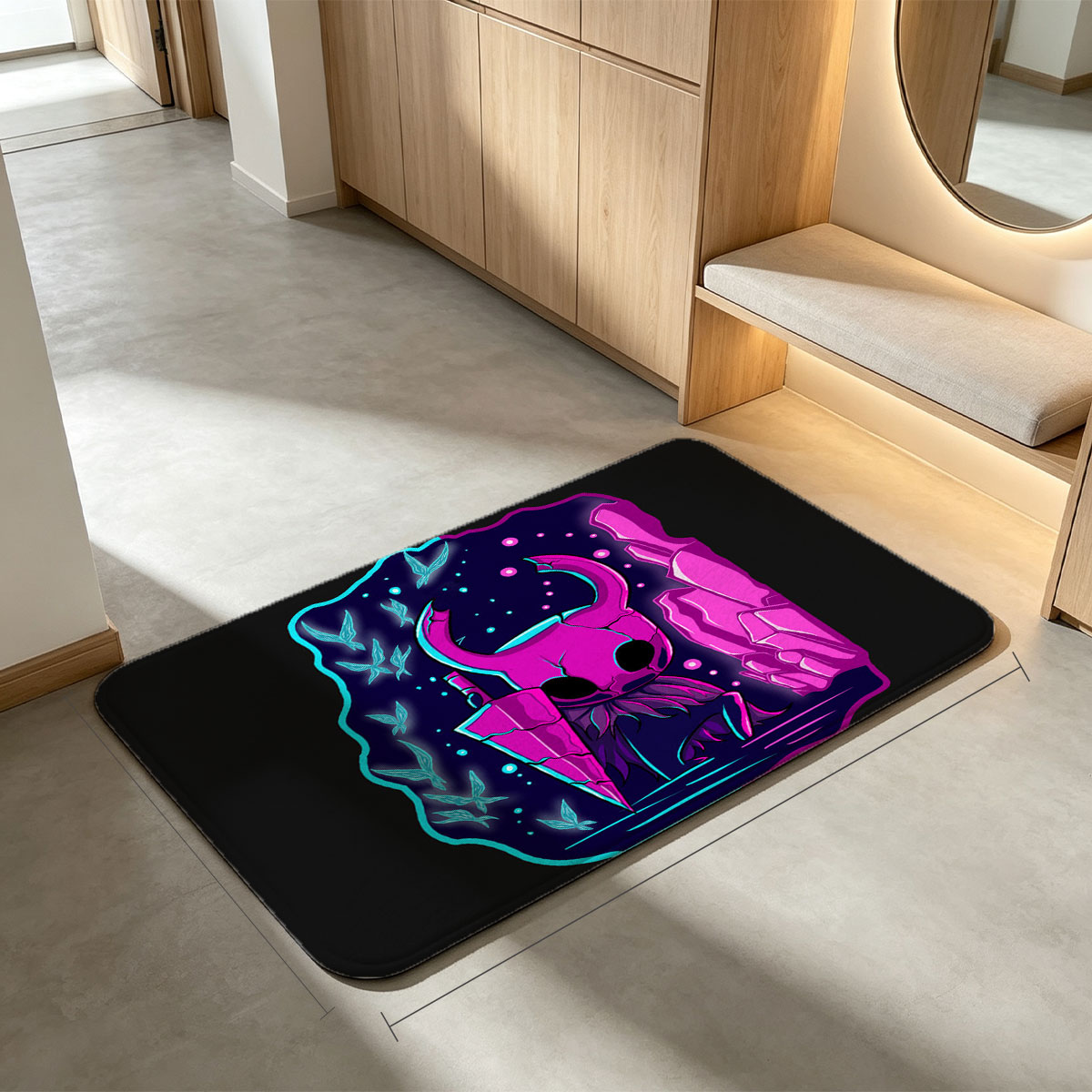 Hollow Knight in a Cosmic Crystal Cavern - Flannel floor mat