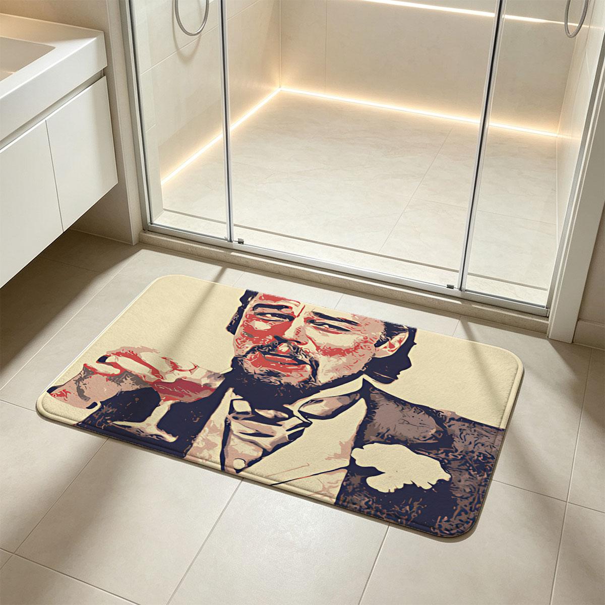 Leonardo DiCaprio as Jay Gatsby holding a cocktail - Flannel floor mat