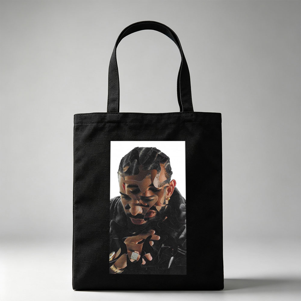 Drake in a Stylish Pose with Camouflage Overlay Effect - Canvas tote bags