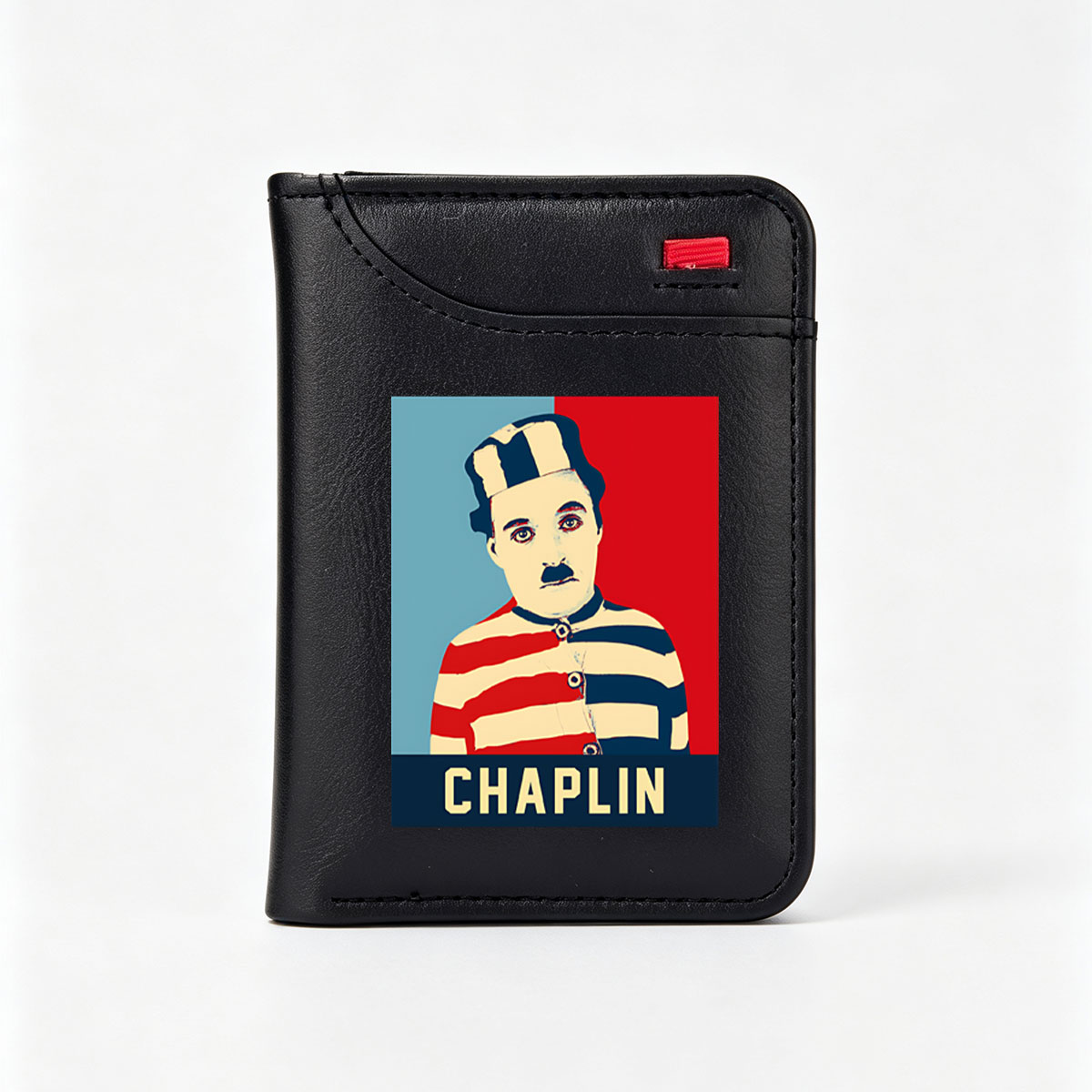 Chaplin in Striped Jumpsuit and Hat - Vertical Style Wallet