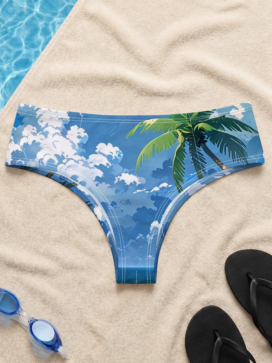 Tropical Beach with Palm Trees and Blue Sky -  Men's swim trunks