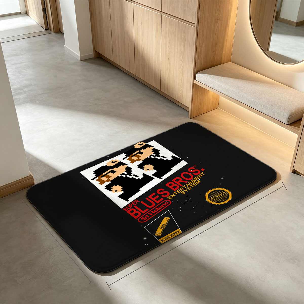 Super Blues Bros. Entertainment System: St Helens Blues Series Pixel Art Design - Flannel floor mat