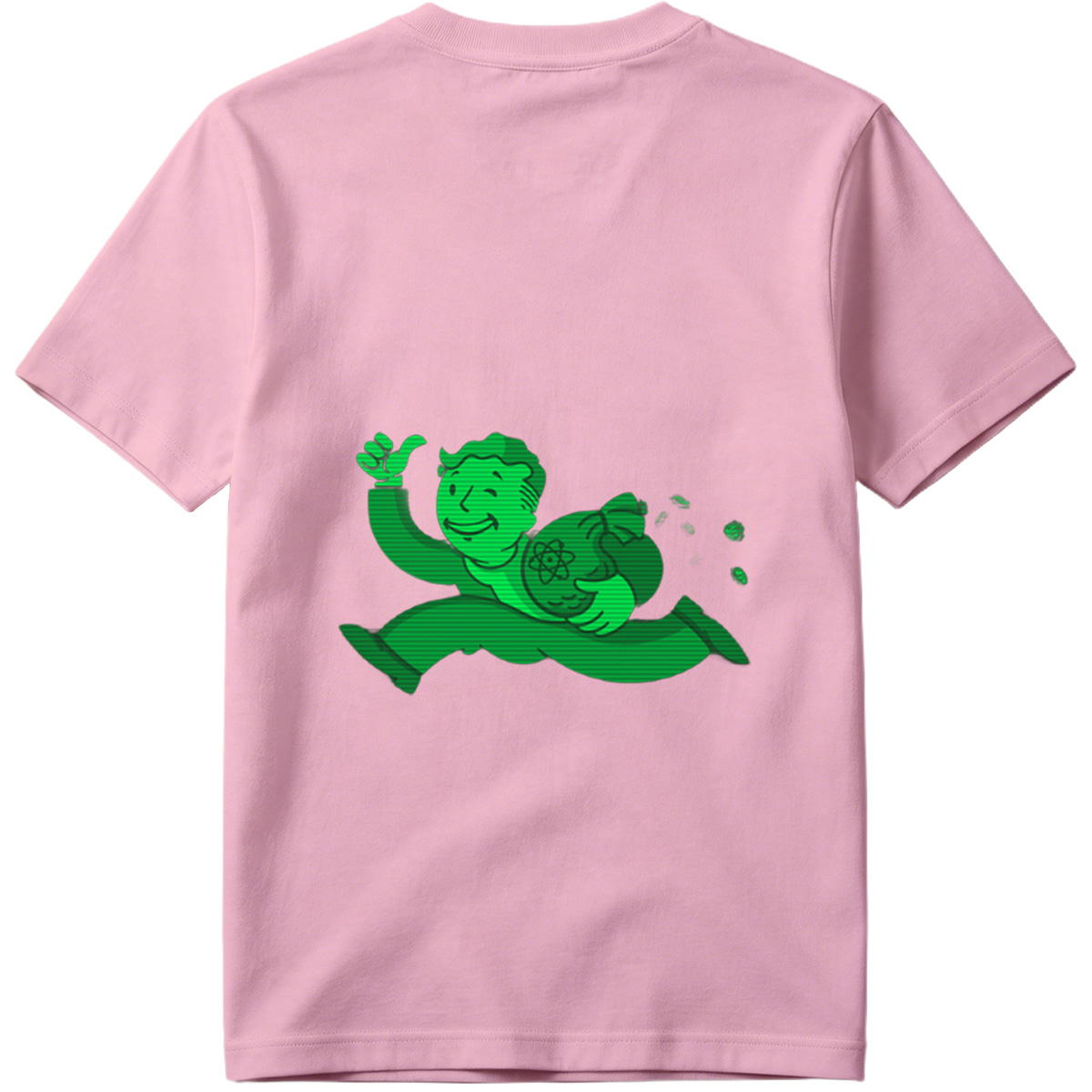 Vault Boy from Fallout Running with a Bag of Atoms - Tee
