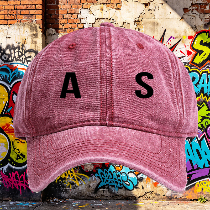 Unisex Classic Washed Cotton Hat with A&S Logo Print - Casual Outdoor Sun Protection Cap for Men and Women, Perfect for Daily Wear, Travel, Hiking, and Urban Lifestyle