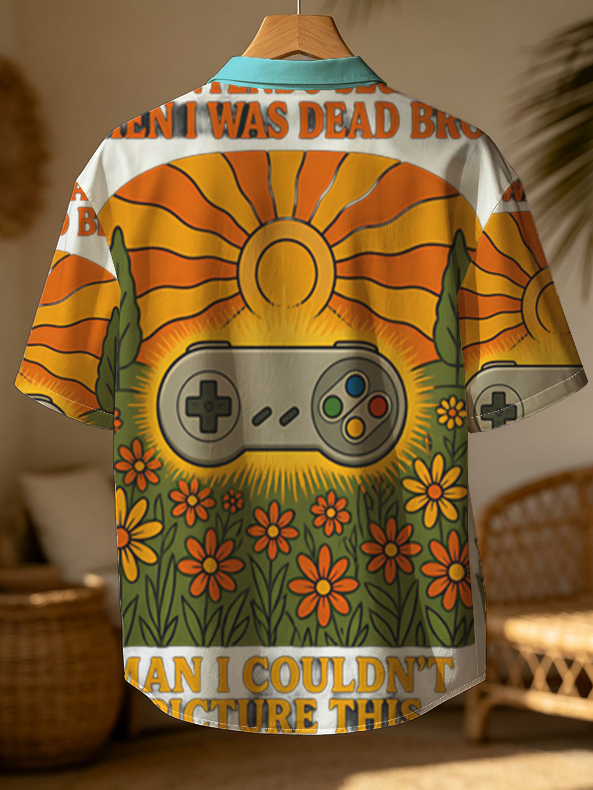 Super Nintendo Sega Genesis Controller in Sunflower Field: Nostalgic Gaming Memory -  Shirt