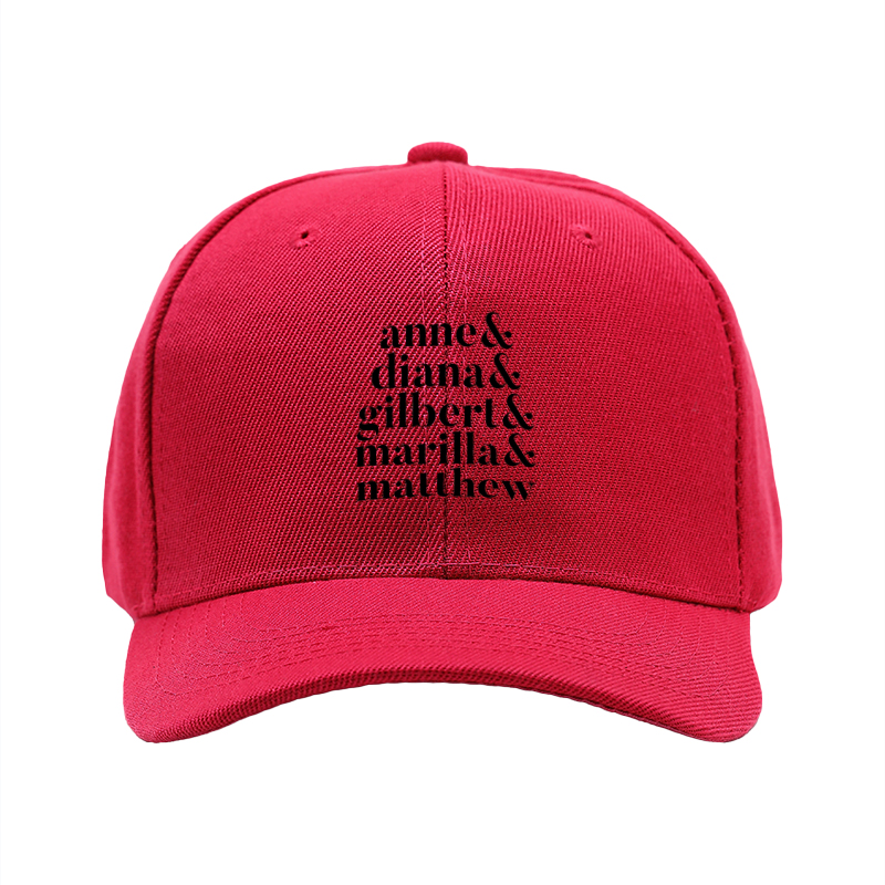 1pc New Baseball Cap with Name & Diana & Gilbert & Marilla & Matthew Print Unisex Adjustable Hat for Outdoor Activities and Casual Wear Adults Fashion Accessory
