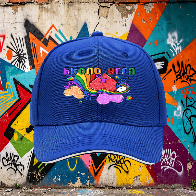 Unisex Classic Sandwich Hat with Pride Rainbow Hearts and 