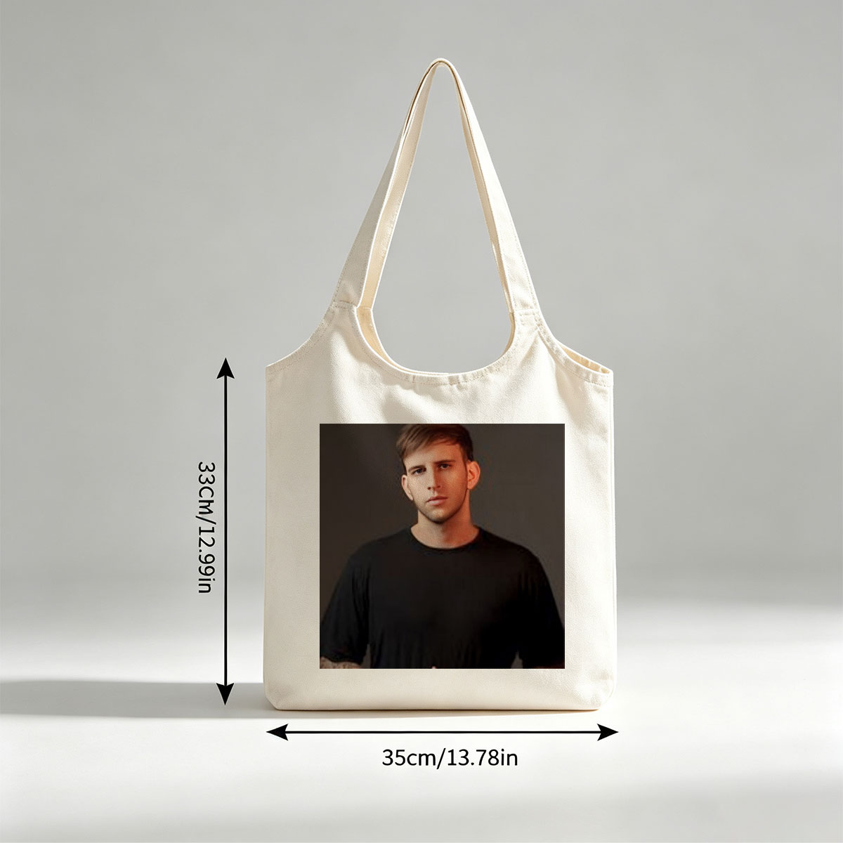 Logan Paul in a Studio Portrait Wearing a Black T-Shirt - Canvas shoulder bags/
