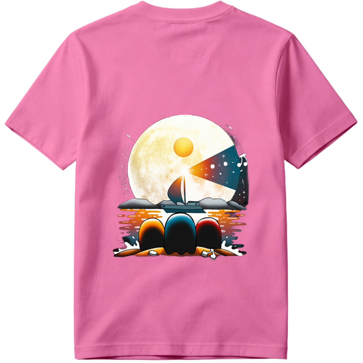 Sailboat Under the Moonlight with Musical Notes - Tee