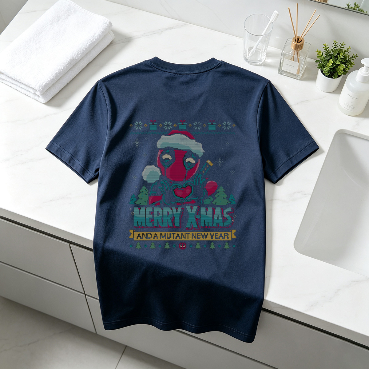 Deadpool Christmas Sweater: Merry X-Mas and a Mutant New Year - Tee
