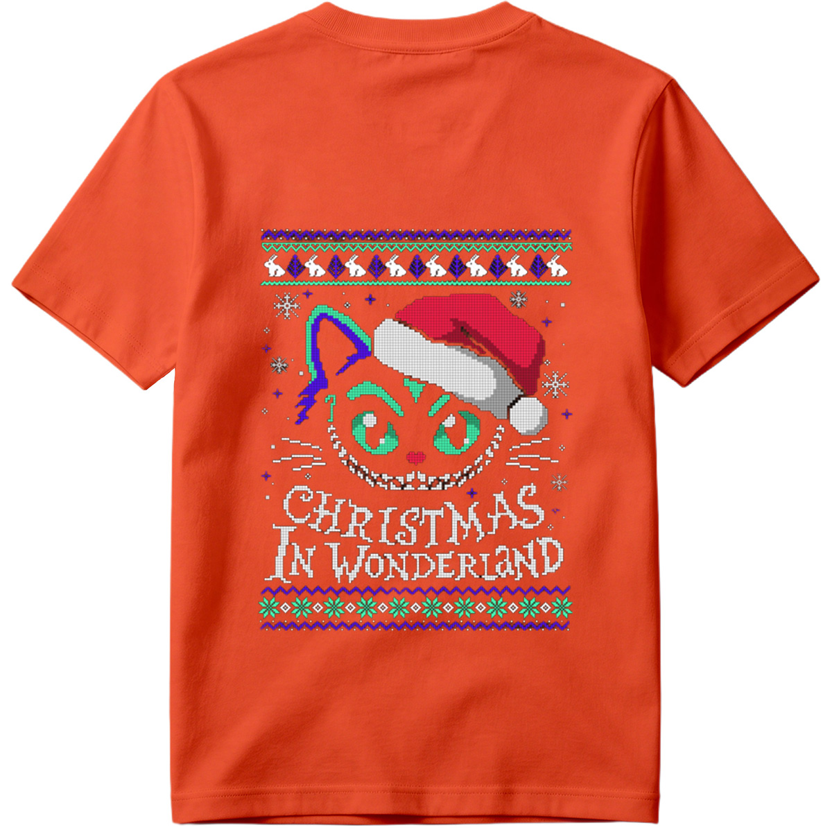 Christmas in Wonderland: Cheshire Cat Ugly Sweater Design - Tee