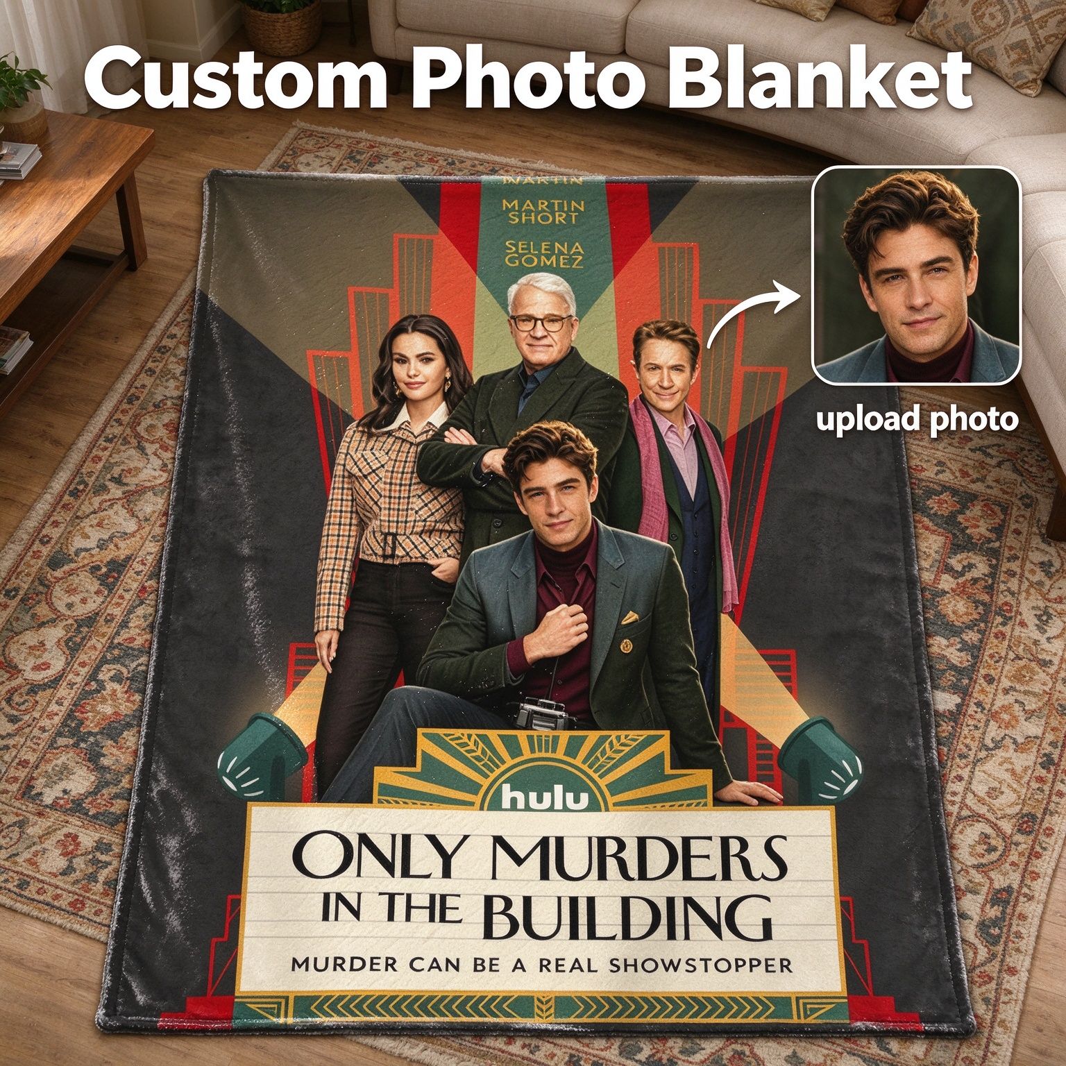 Custom Photo Face Flannel Blanket Personalized Portrait Soft Plush Throw Lightweight Warm Cozy Bed Couch Fleece Wrap