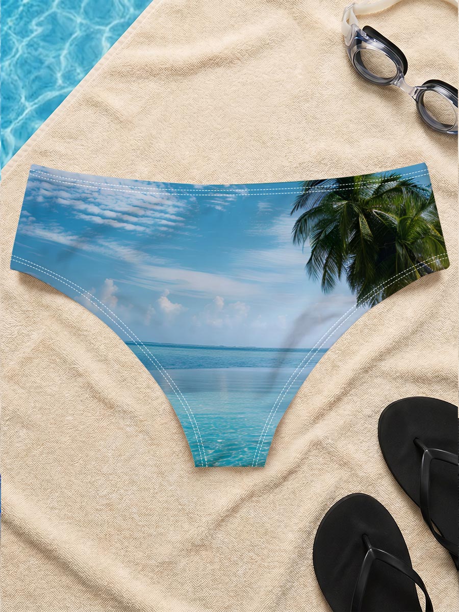 Infinite Pool Meets Azure Sea Under Palm Trees -  Men's swim trunks