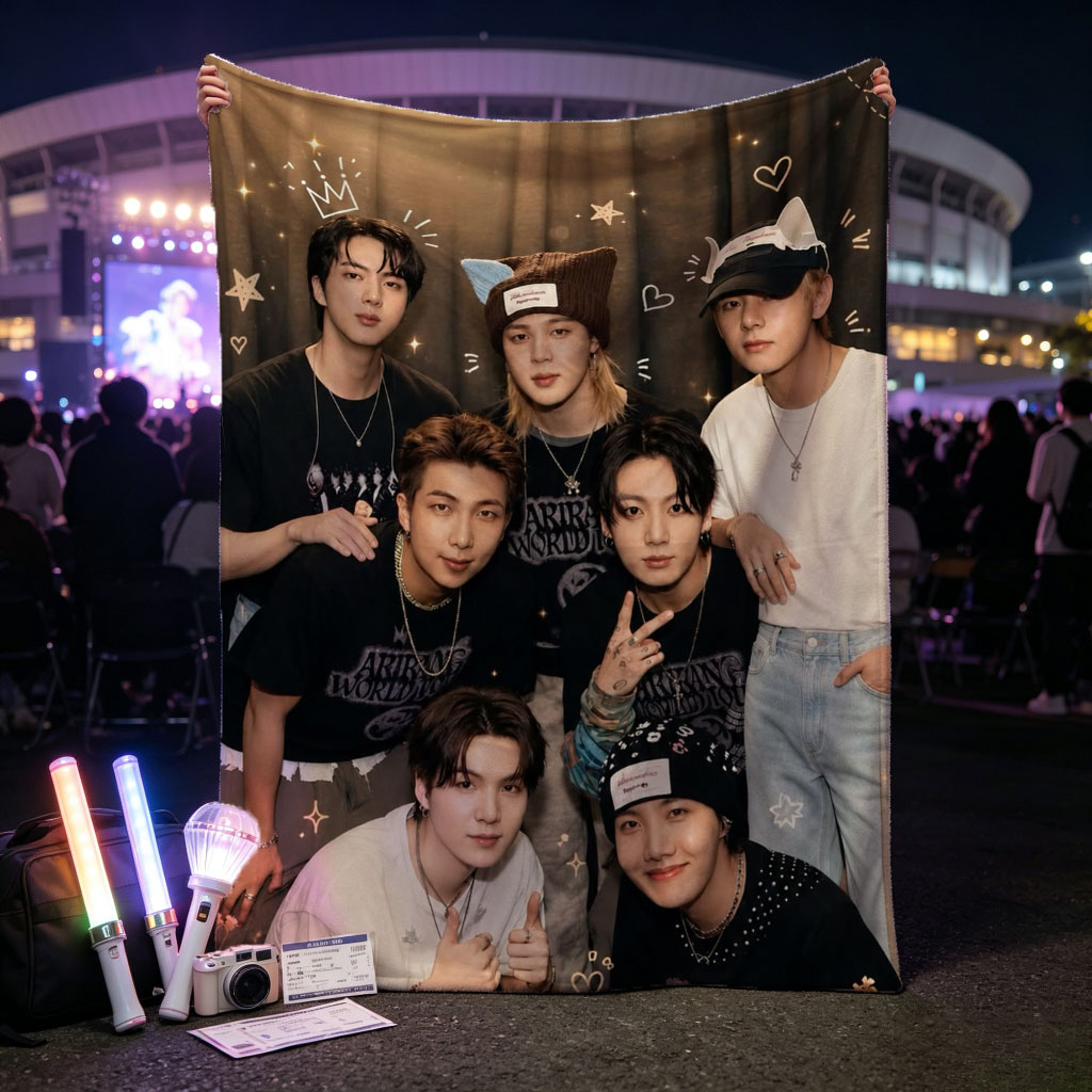 SEVENTEEN Group Photo with Festive Accessories and Sparkling Background - Blankets