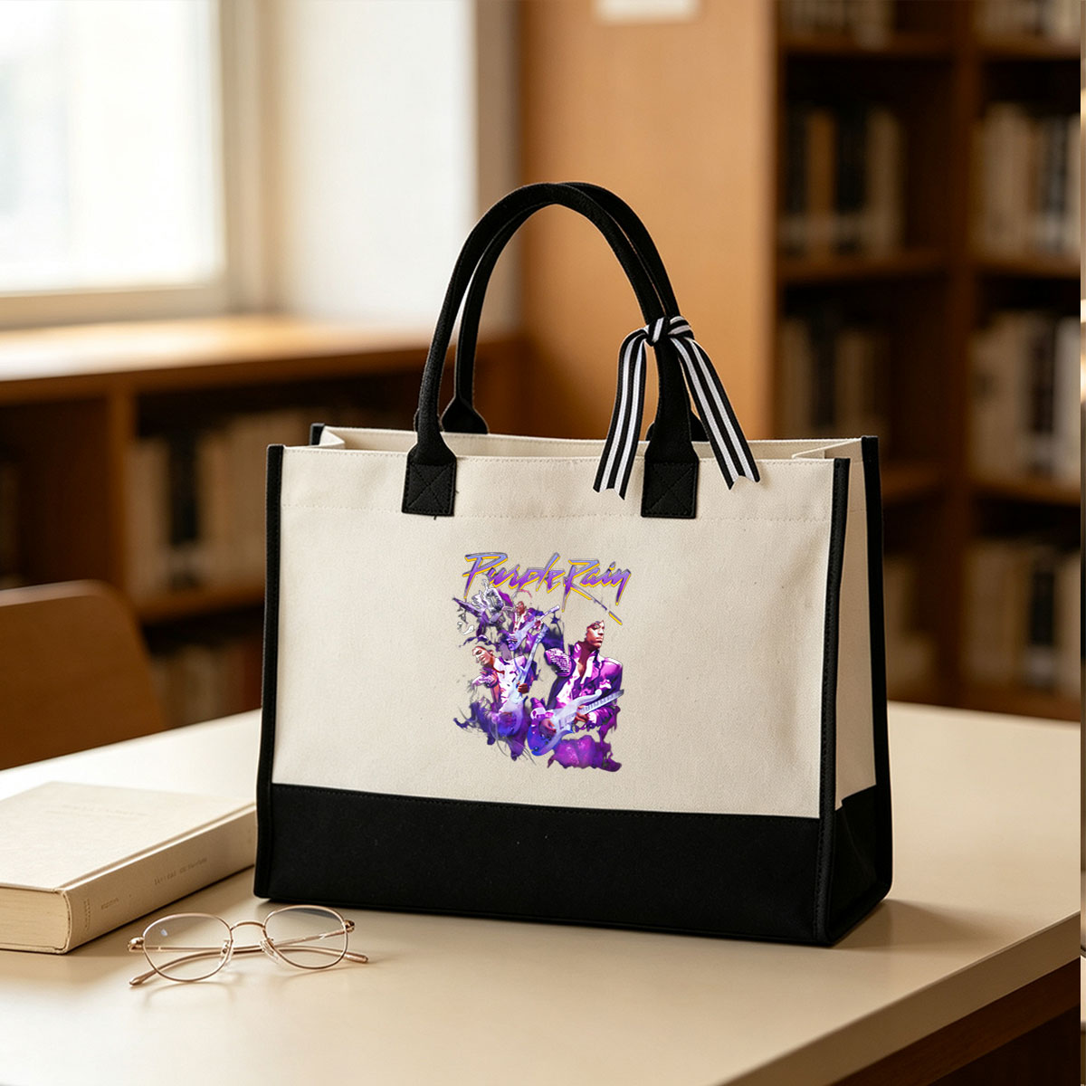 Prince in Purple Rain: Iconic Guitarist and Music Legend - Canvas patchwork gift tote bag