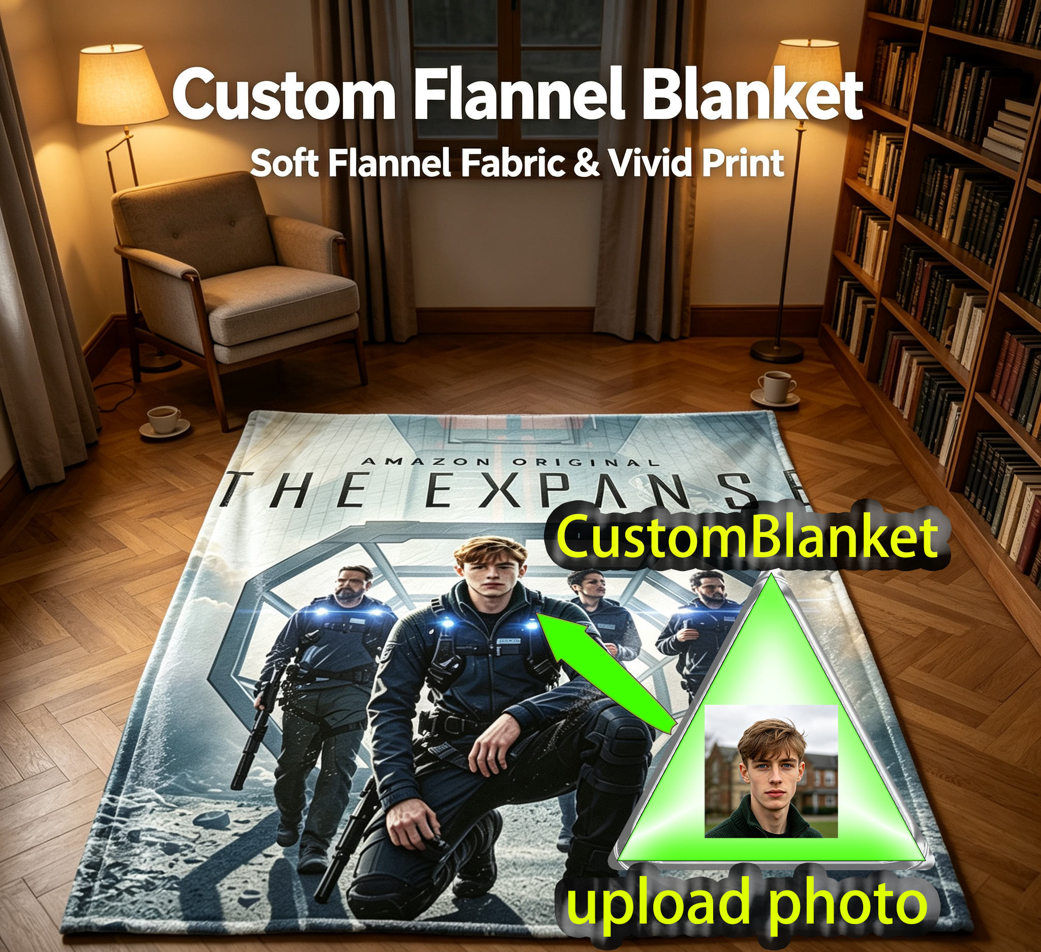 Custom Face Blanket The Expanse Amazon Original Sci-Fi Series Flannel Blanket for Fans Space Drama TV Show Gift or Giveaway