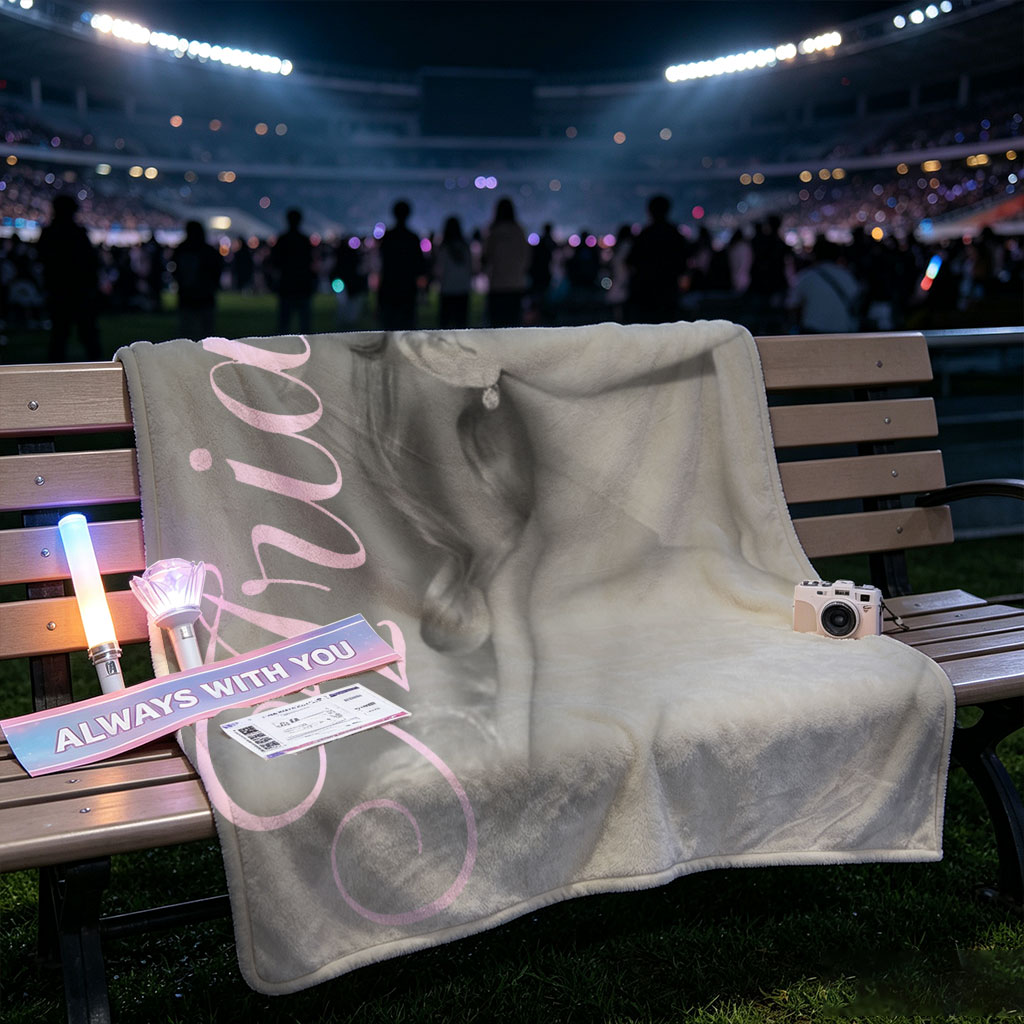 Ariana Grande Elegant Black and White Portrait with Pink Text Overlay - Blankets