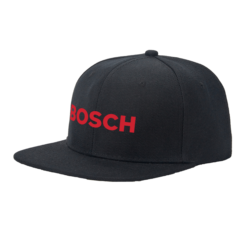Flat Brim Baseball Cap Bosch Logo Print Streetwear Underground Skate Style for Basketball Court Skate Park Urban Lifestyle Skaters Rappers Streetwear Enthusiasts