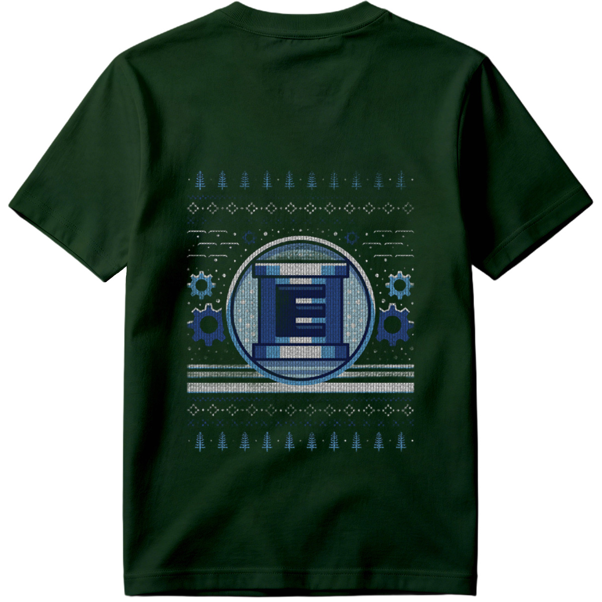 Pixel Winter Emblem: Column & Gears Holiday Design - Tee