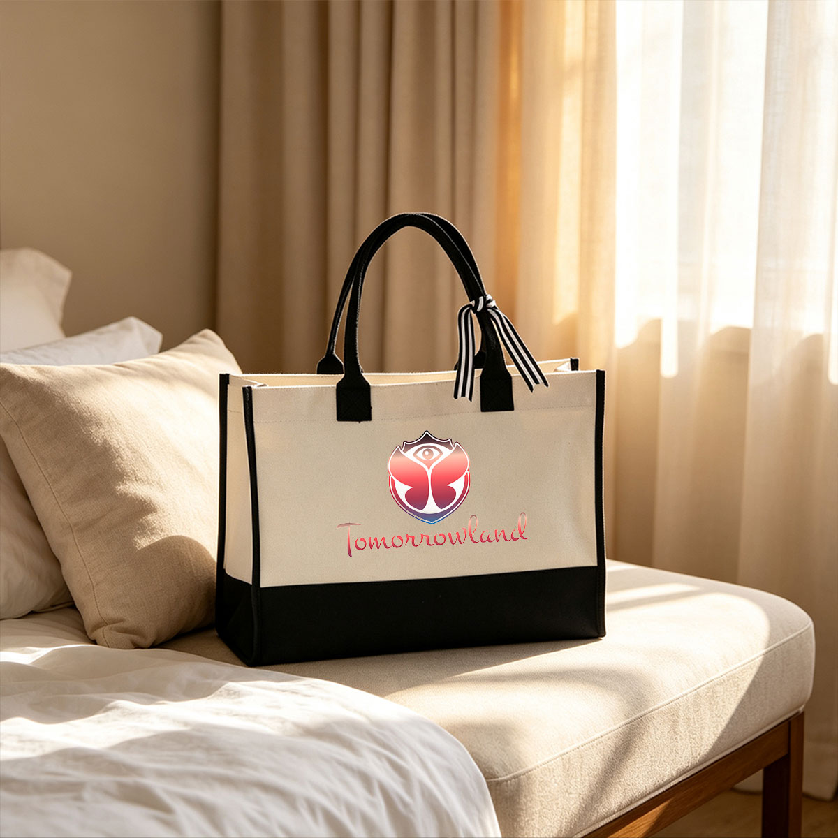 Tomorrowland Festival Logo with Eye Symbol - Canvas patchwork gift tote bag