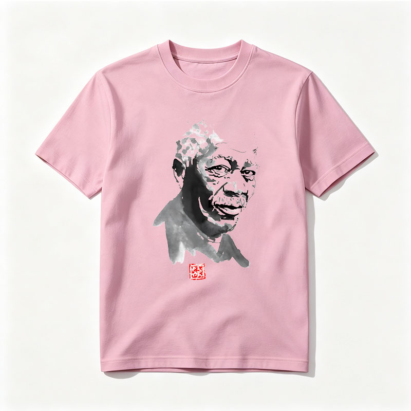 Abstract Portrait of a Man with Ink Blot Style and Red Seal - Tee