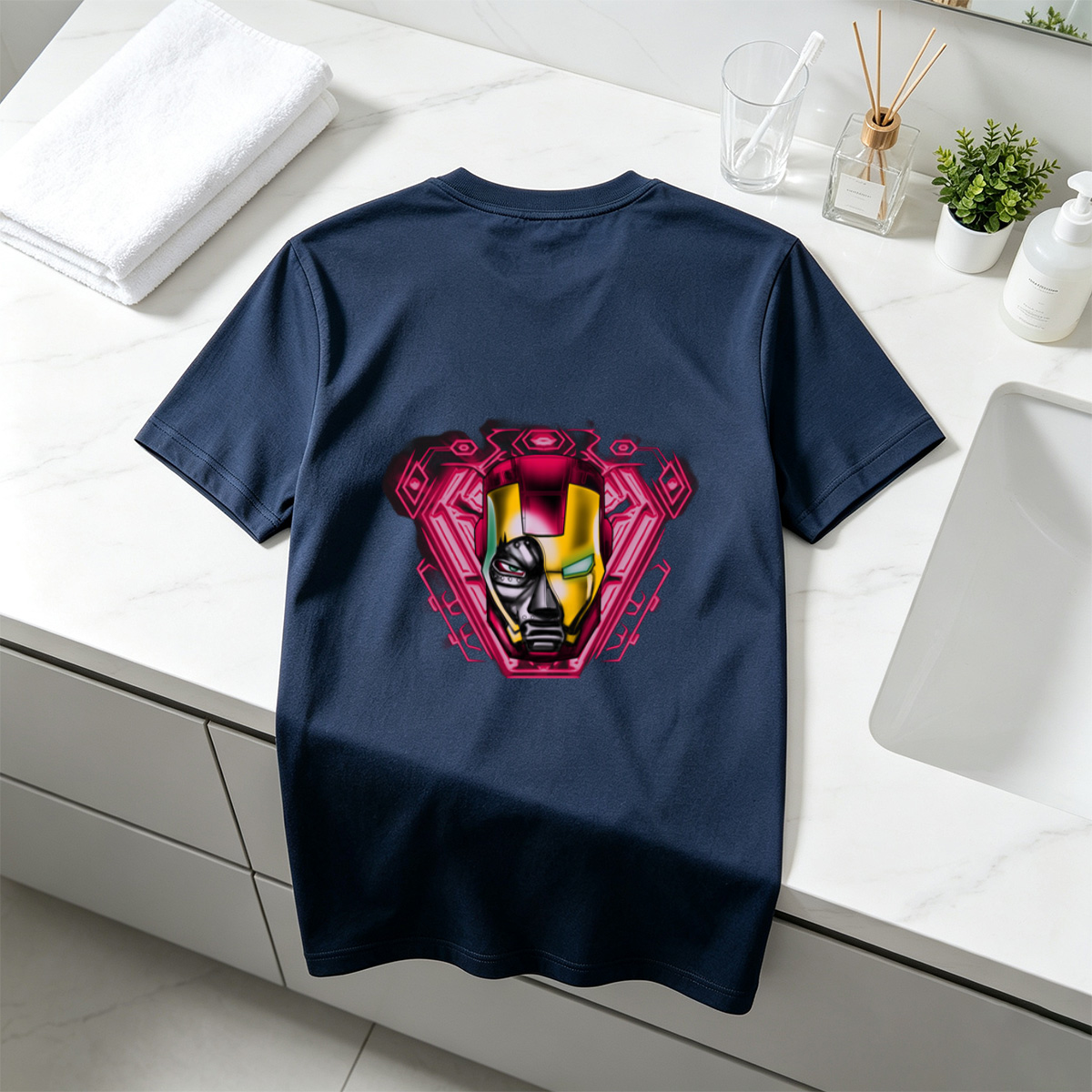 Iron Man and Black Panther Fusion Helmet Design - Tee