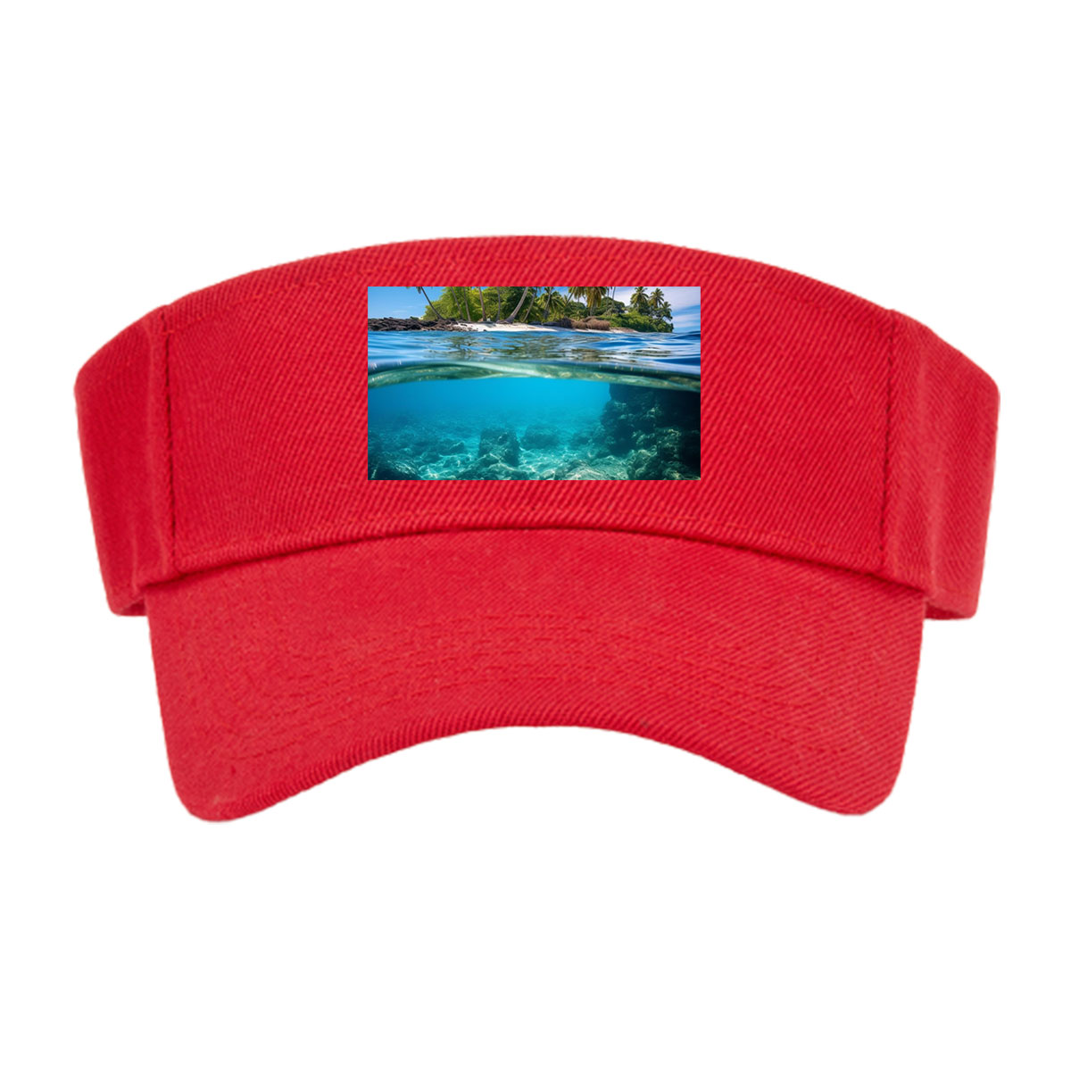 Tropical Island with Palm Trees and Crystal Clear Waters -  Visor cap