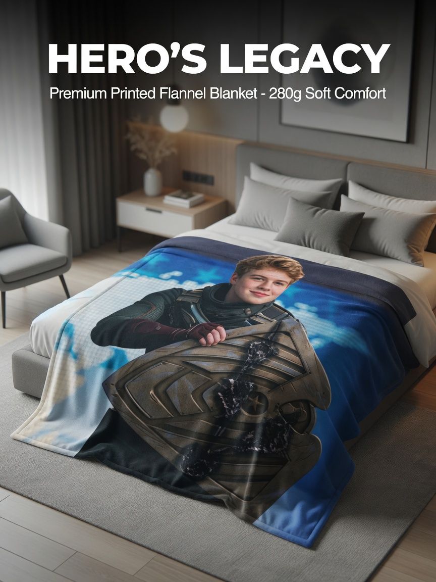 Custom Photo Flannel Fleece Blanket Personalized Portrait Throw Skin-Friendly Warm Keepsake Gift for Bed and Couch