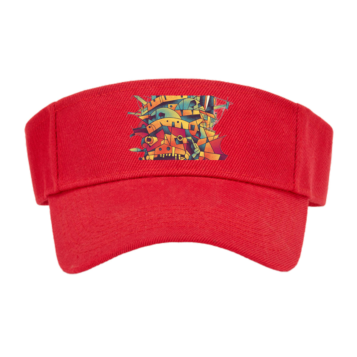 Abstract Mechanical Monster with Vibrant Geometric Design -  Visor cap