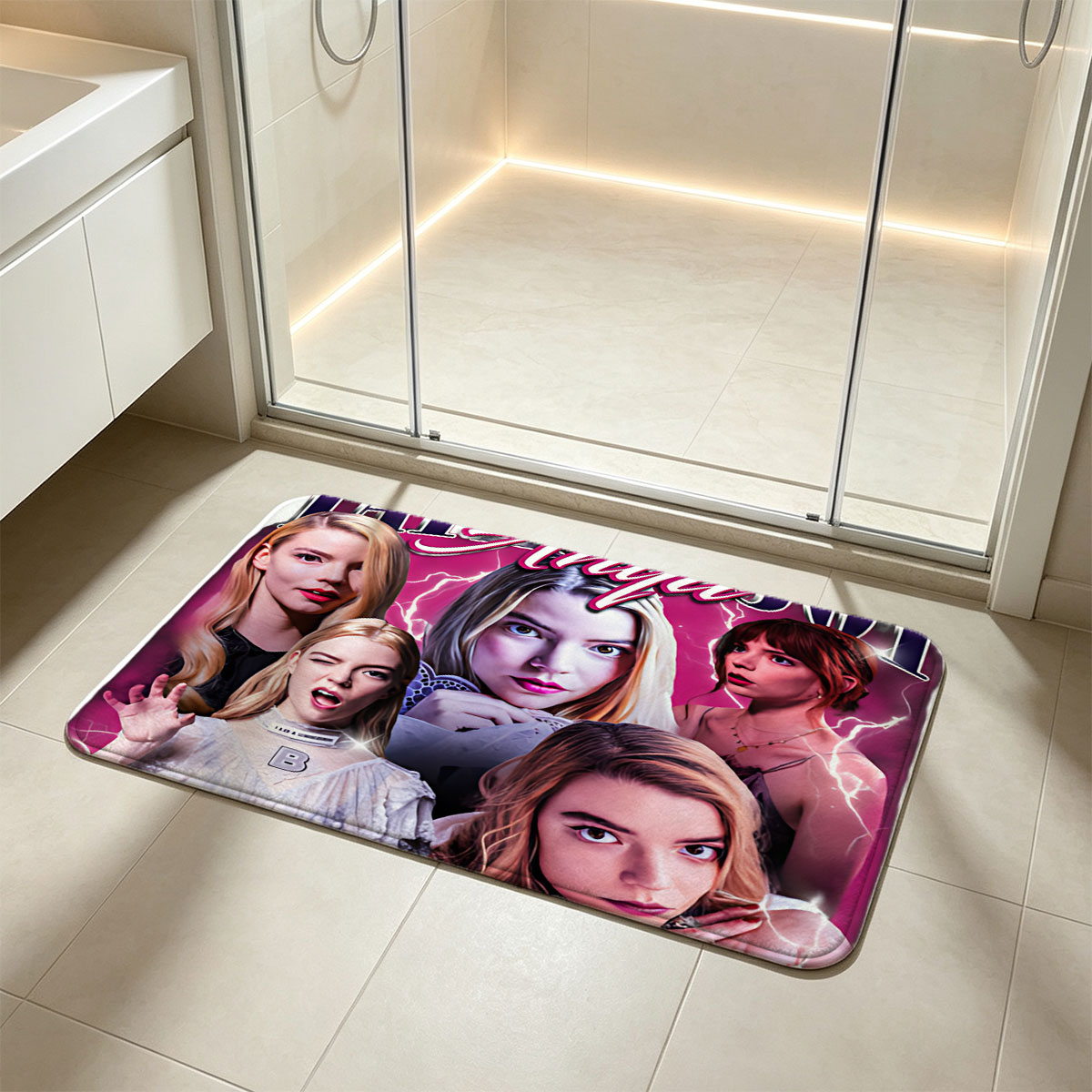 Taylor Joy Anya: Celestial Roles & Characters Collage - Flannel floor mat