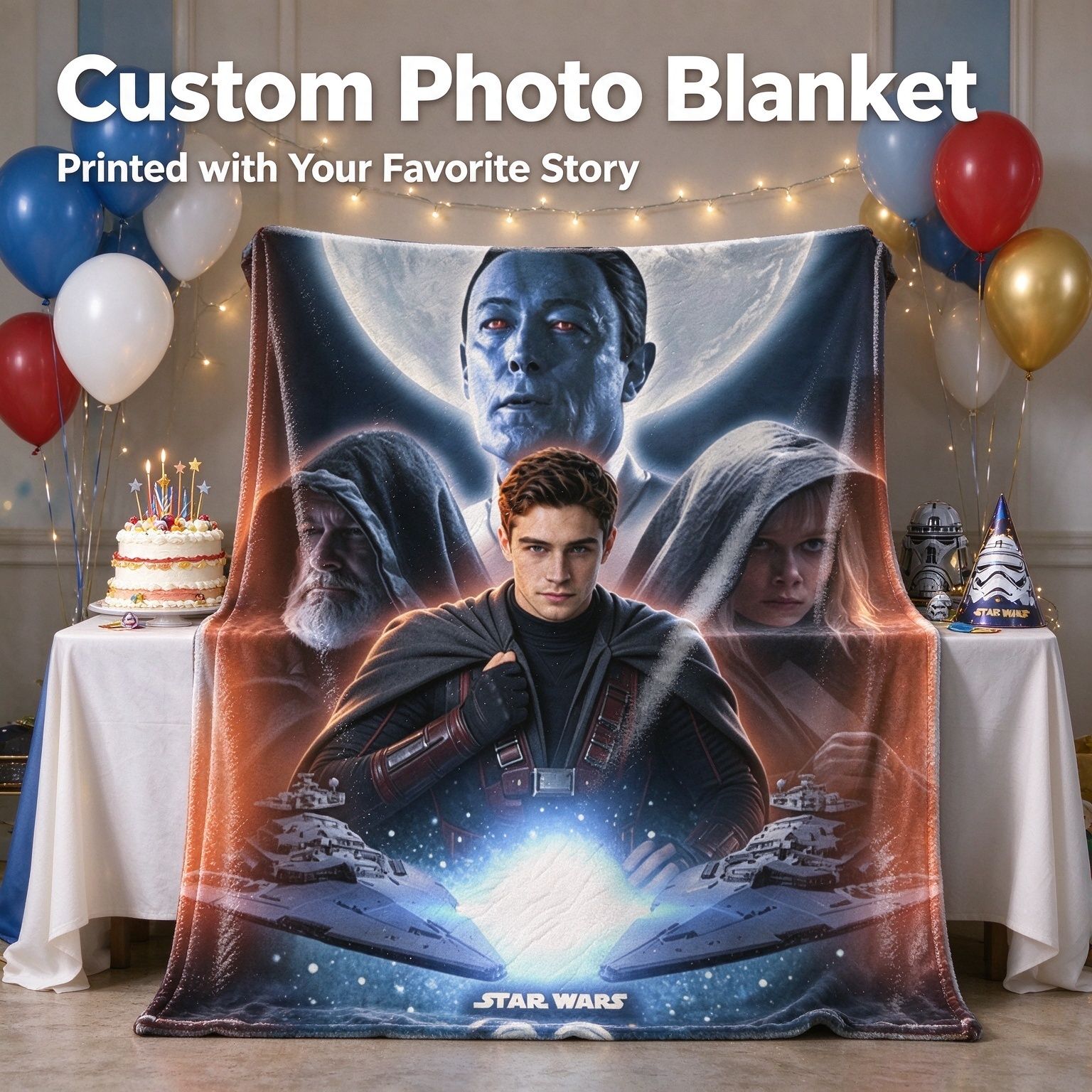 Custom Photo Face Blanket Personalized Flannel Fleece Throw Soft Anti-Pilling Warm Bed Sofa Wrap Cozy Keepsake Gift