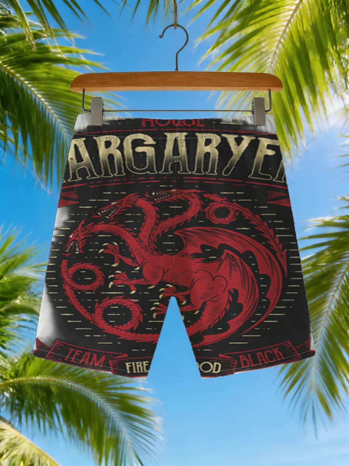 House Targaryen - Fire and Blood, Three-Headed Dragon Symbol -  Beach shorts