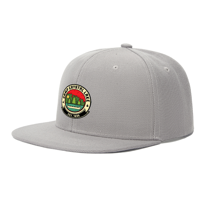 Flat Brim Baseball Cap Camp Crystal Lake Logo Print Streetwear Underground Skate Style for Basketball Court Skate Park Urban Outdoors Skaters Rappers Streetwear Enthusiasts