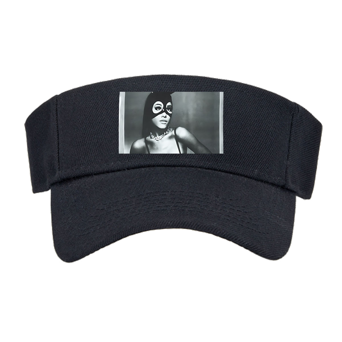 Bunny Masked Woman in Black Dress with Pearl Necklace -  Visor cap