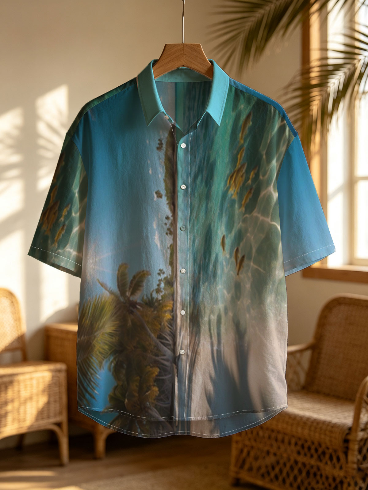 Tropical Beach with Palm Trees and Clear Water -  Shirt
