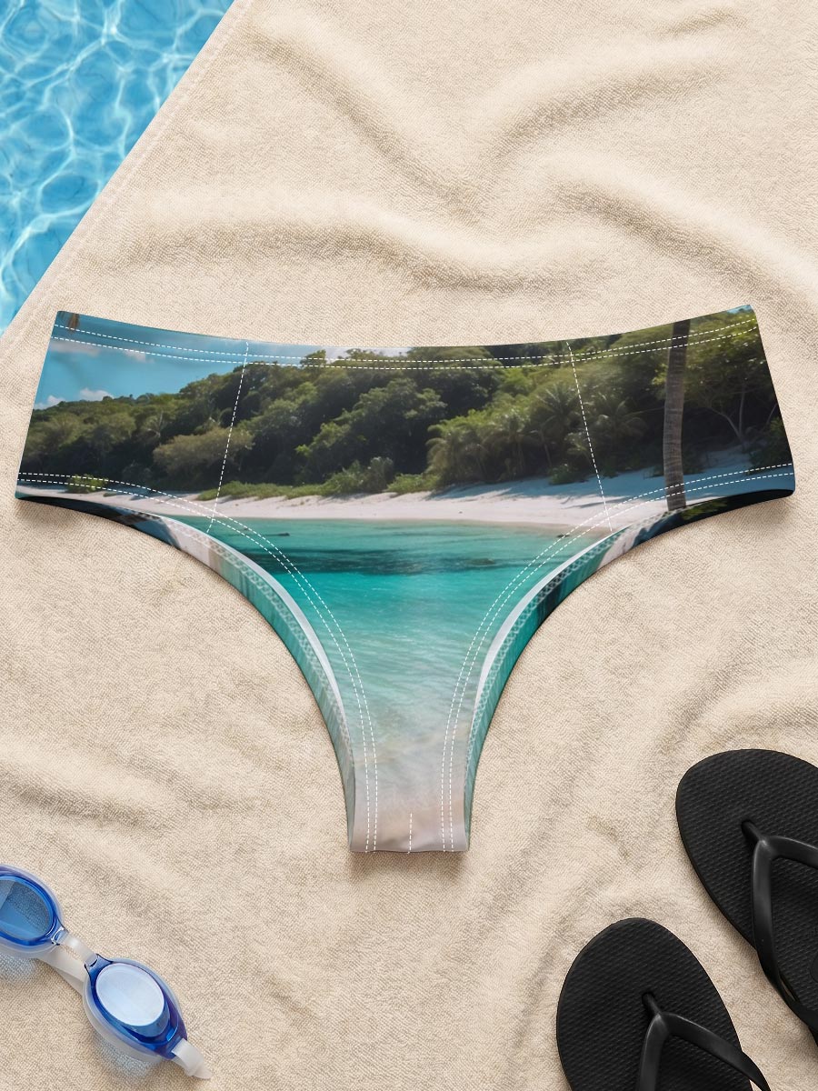 Tropical Beach with Palm Trees and Crystal Clear Water -  Men's swim trunks